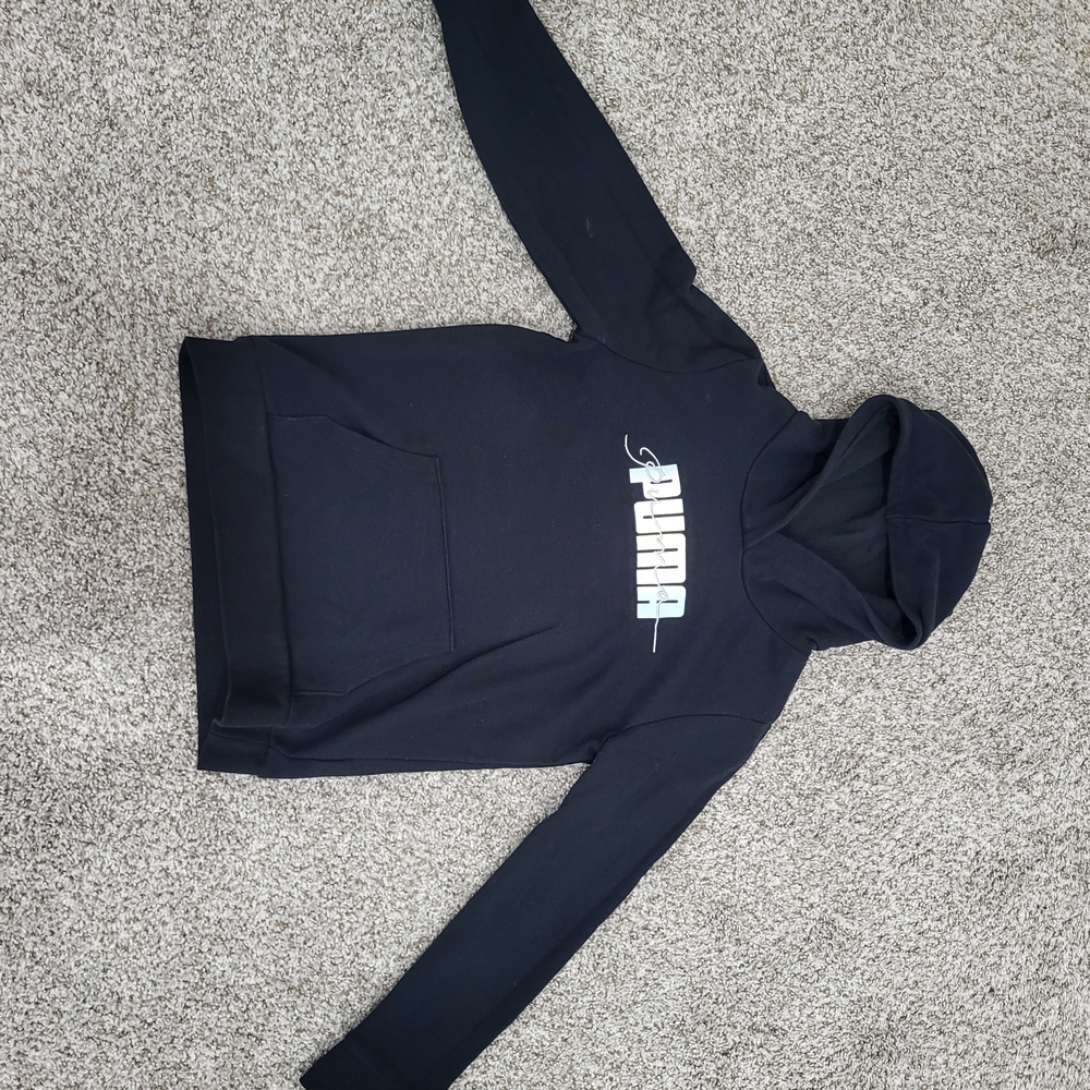 PUMA Kids Black Hoodie with Logo